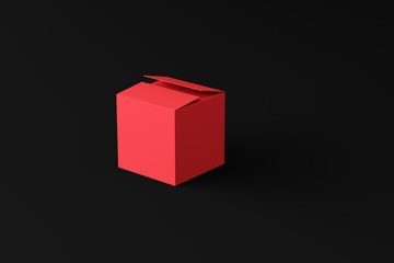 closed red box on a black background, place for text, place for logo, wallpaper