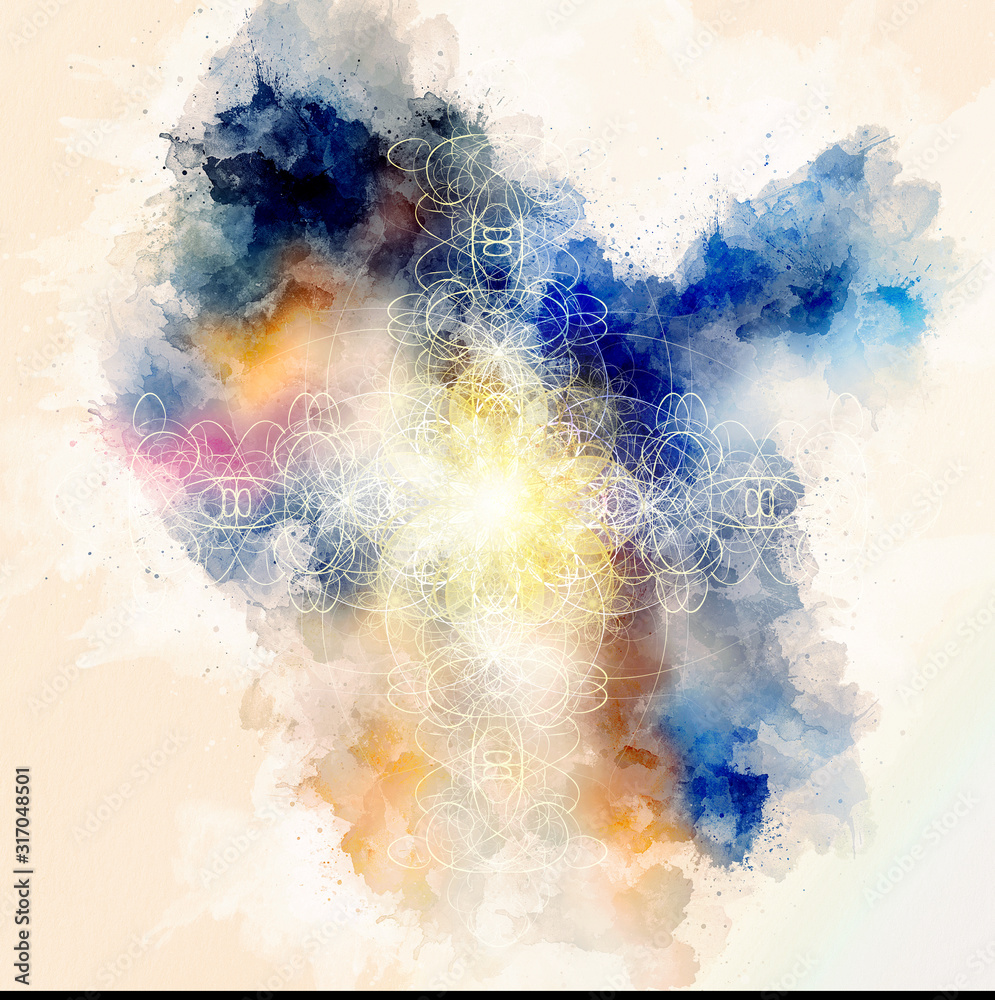 Poster floral ornamental structure with filigrane pattern mandala on abstract background.