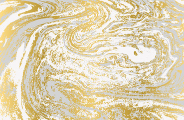 Minimalistic gold and gray marble pattern. Agate background.