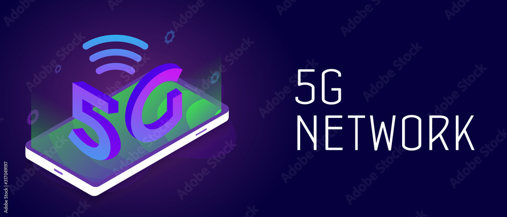 Poster 5g network - new wireless global mobile system with high speed network and internet connection. smar