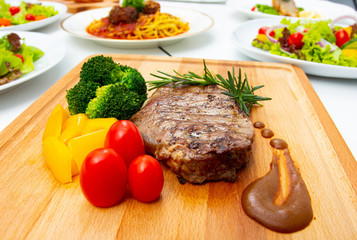 Pork steak meal food