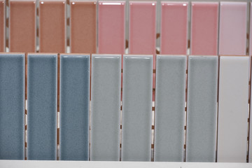 Tiles in different colors. Ceramic tiles, decorative materials for repair and decoration.