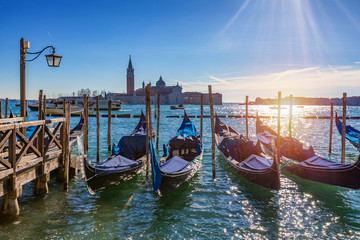 Sunny day in San Marco square, Venice, Italy. Venice Grand Canal. Architecture and landmarks of...