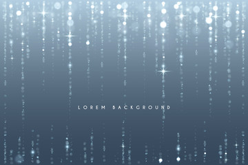 Abstract silver rain of shining particles