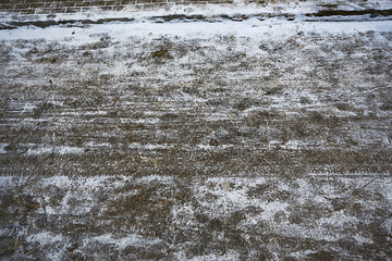 tracks asphalt snow, ice, people’s tracks from shoes on snow, snow removal weather
