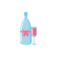Isolated champagne bottle and cup vector design