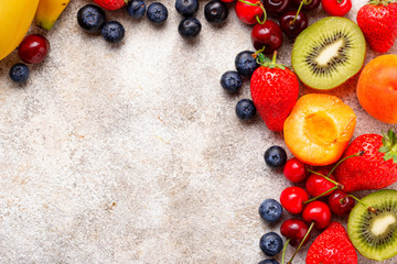 Fruits and berries summer background