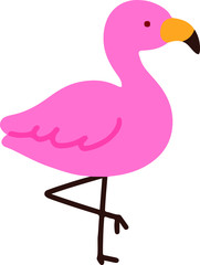 Flat colored simple pink flamingo