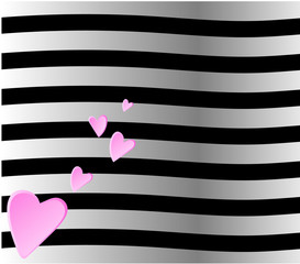 Striped pattern witjh hearts. Vector web site gradient design template. Modern flat illustration.