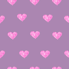 Hearts seamless pattern. Happy valentine day. Isolated on purple background. Valentine's background. Stock illustration. Modern simple design. Abstract template