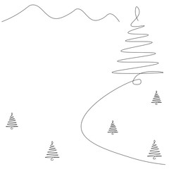 Forest background line drawing vector illustration