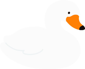 Flat colored white swan