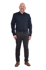 full portrait of man standing on white background,
