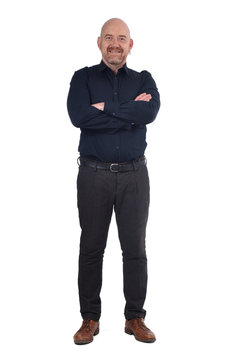 ull portrait of man standing on white background,