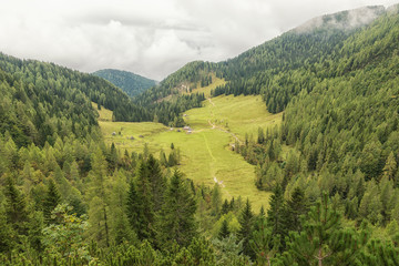Scenic landscape in the Julian Alps near the Pokljuka biathlon center, Slovenia