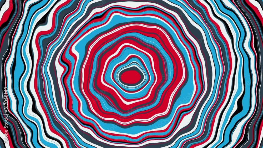 Poster computer generated a backdrop from colorful twisted stripes in circle shape. 3d rendering of abstrac
