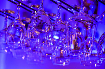glass glasses hanging with purple light