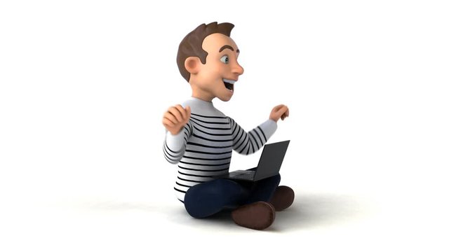Fun cartoon casual guy coding