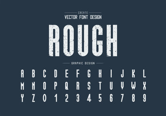 Texture font and alphabet vector, Rough tall typeface letter and number design