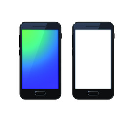 Realistic Smartphone Mockup . Cellphone Frame with Display Iolated Templates , Phone Different Angles Views . Vector Mobile Device Concept