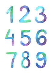 Hand painted watercolor numbers set
