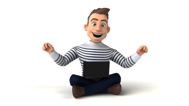 Fun cartoon casual guy coding