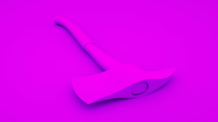 Axe on purple background. Minimal idea concept, 3d rendering