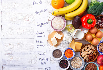 Ovo-lacto vegetarian healthy diet concept.