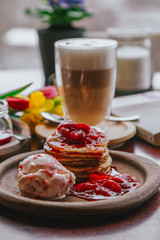 pancakes and coffee for Breakfast on March 8