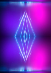 Ultraviolet abstract light. Diode tape, light line. Violet and pink gradient. Modern background, neon light. Empty stage, spotlights, neon. Abstract light.