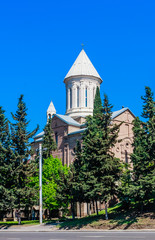 Fototapeta na wymiar The Ejmiatsin Church of Armenian Apostolic church, located in Avlabari District, Tbilisi, Georgia.
