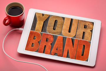 your brand word abstract on a tablet