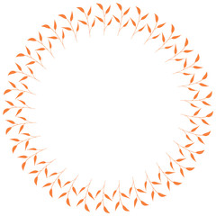 Round frame with orange branches on white background. Isolated wreath for your design.