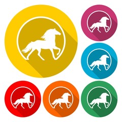 Horse icon isolated with long shadow