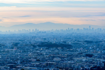 展望台から望む早朝の大阪平野
