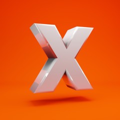 Whithe glossy 3d letter X uppercase on hot orange background. 3D rendering. Best for anniversary, birthday party, celebration.