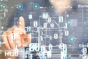 cloud connected to many objects on a virtual screen.