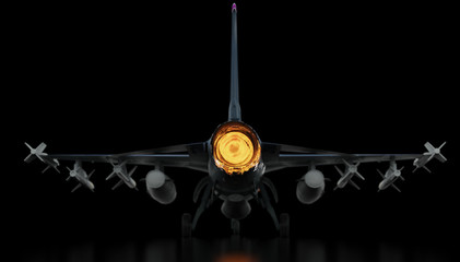 Jet engine running view is from back 3d render