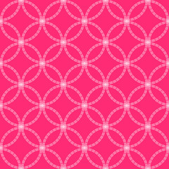 Seamless red and white circles stitched outlines textile pattern vector