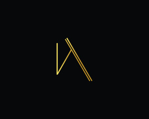 Creative and Minimalist Letter M Logo Design Icon, Editable in Vector Format in Black and Gold Color