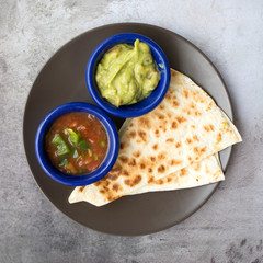 Cheese Quesadilla with Guacamole and Salasa