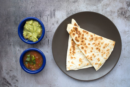 Cheese Quesadilla With Guacamole And Salasa