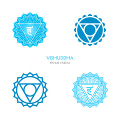 Vishuddha, throat chakra symbol. Colorful mandala. Vector illustration - 317070799
