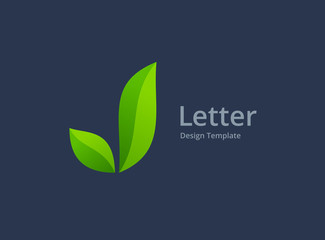 Letter J eco leaves logo icon design template elements