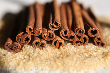 cinnamon sticks and raw sugar