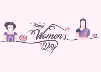 Happy International women's day greeting card design