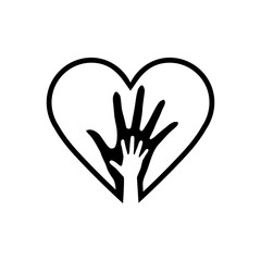 Obraz premium Hand of Mother and Child in the White Heart Icon. Detailed Hand of Mother and Child in Heart Icon Can be Used for Web and Mobile on White Background
