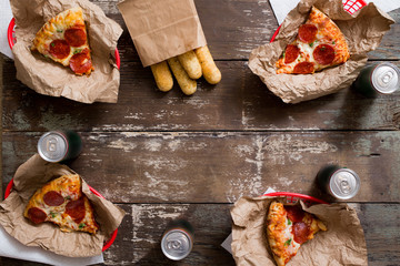 Pizza Soda and Breadsticks Background