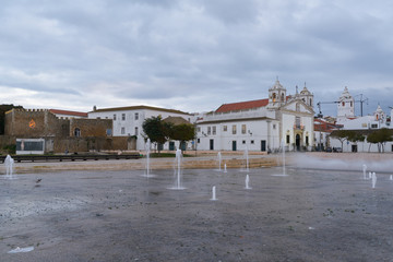Fototapeta na wymiar Lagos plaza with Igreja de Santo Antonio church, in Lagos, Portugal