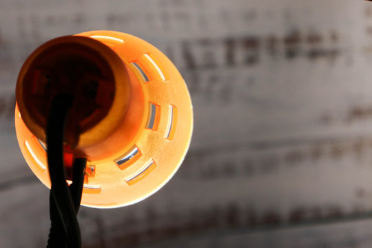 Top View Of A Orange Plastic Table Lamp